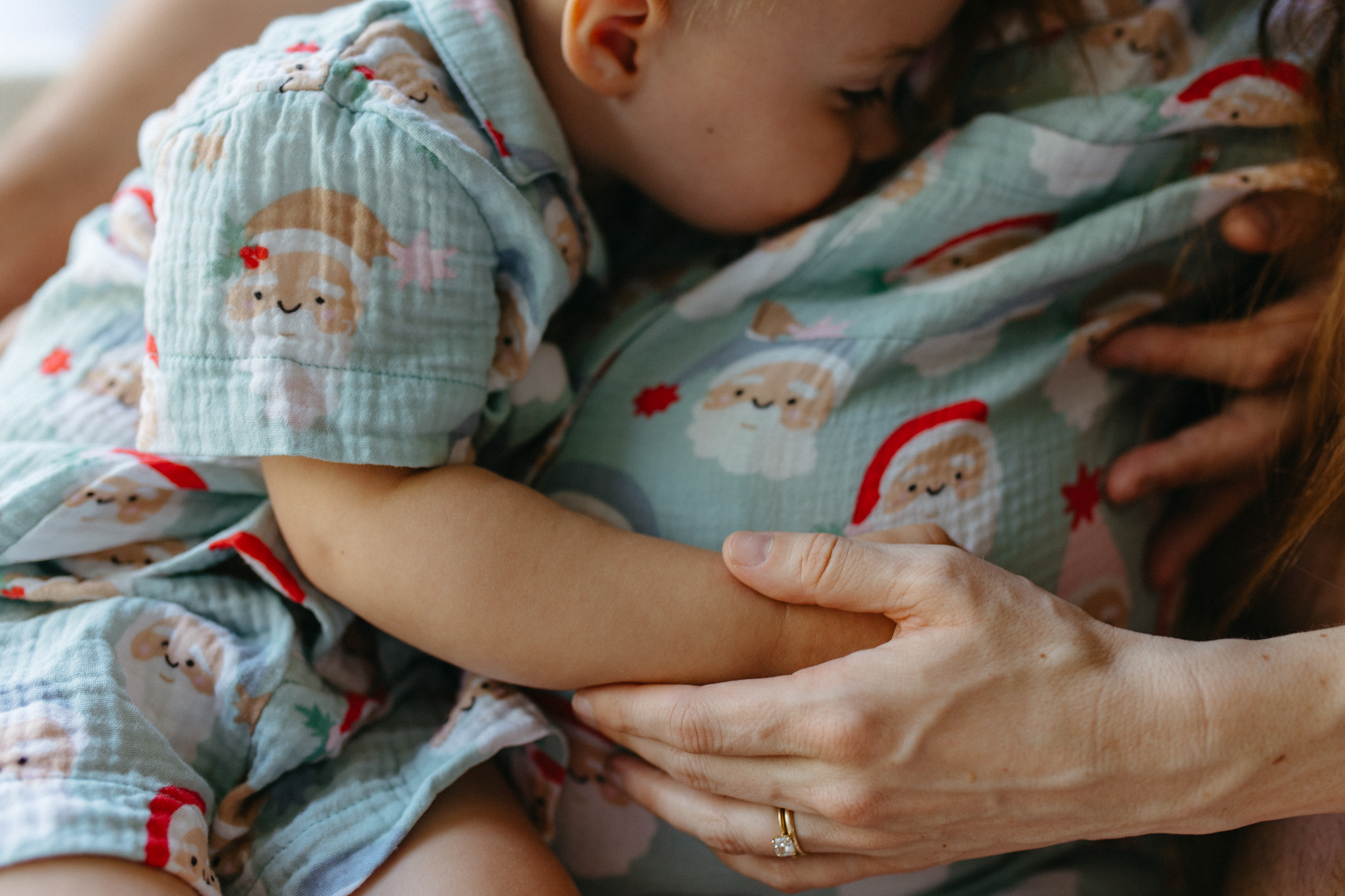 family photos in christmas pyjamas