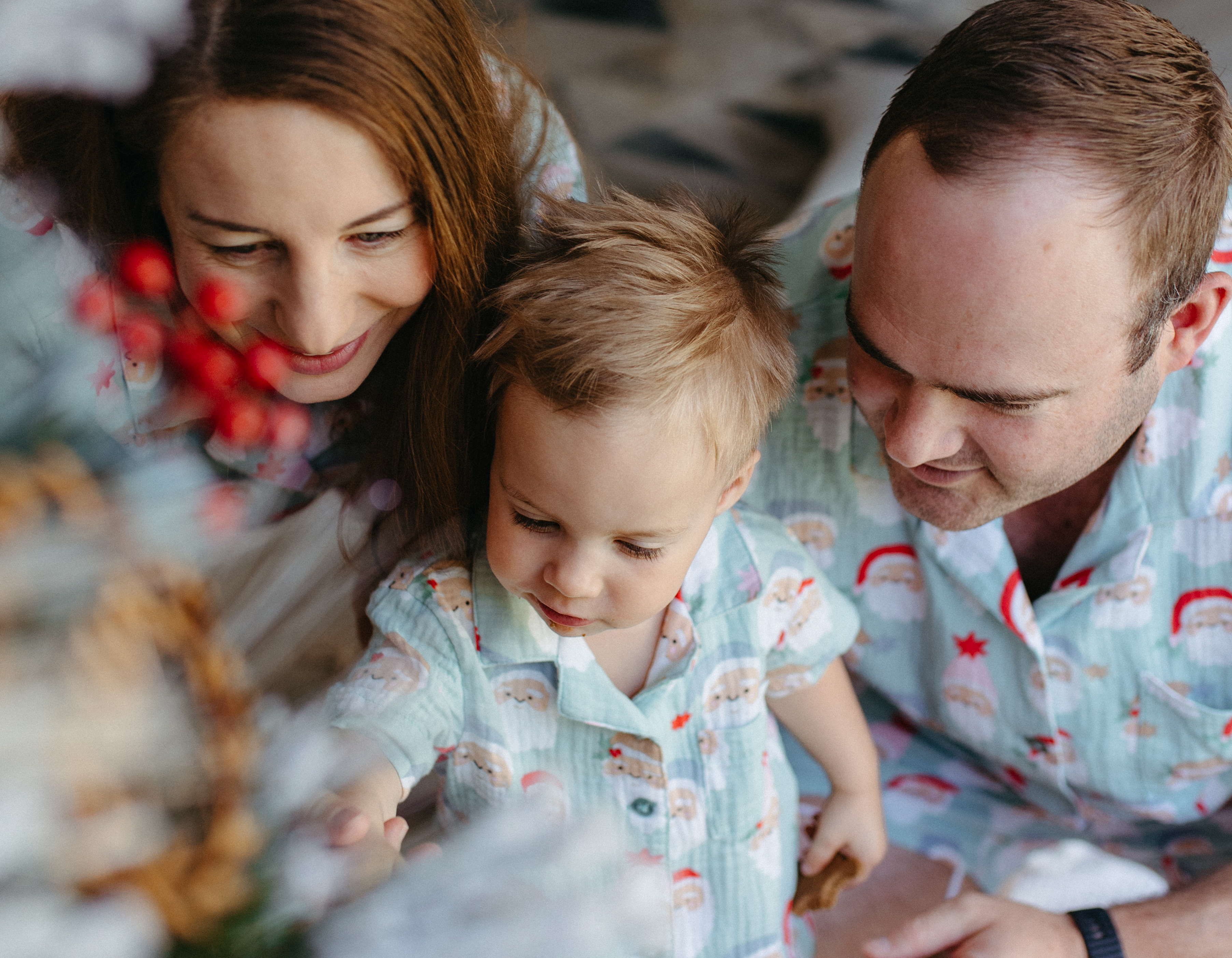 family photos in christmas pyjamas