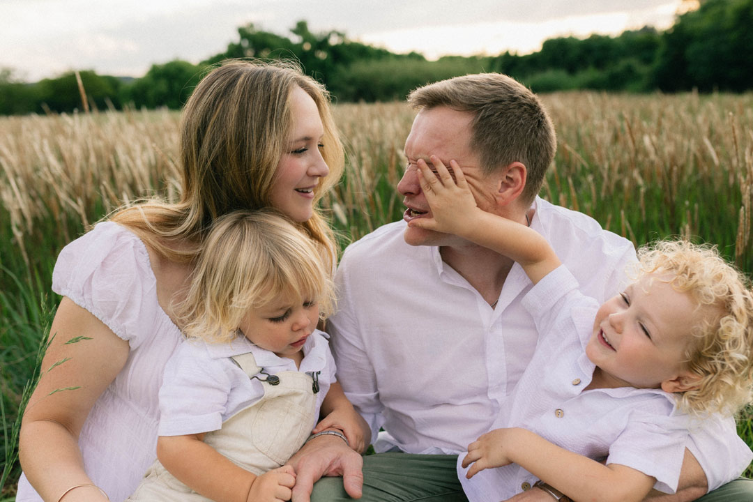 Natural light portrait telling story of motherhood during golden hour session Johannesburg family photographer